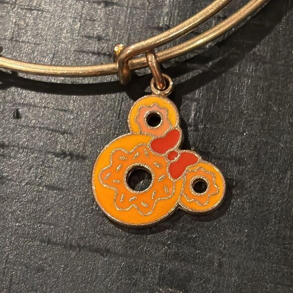 Minnie Donut Alex & Ani Bracelet Disney Sweet Dessert Rose Gold Bangle Charm - Picture 3 of 7